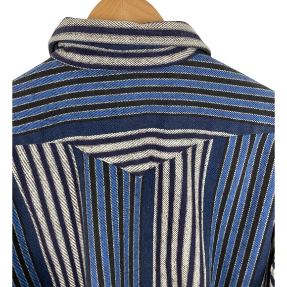 Wrangler X-Long Tails Men's Shirt Pearl Snap Long Sleeve 17 x 36 Black Blue - Picture 3 of 8